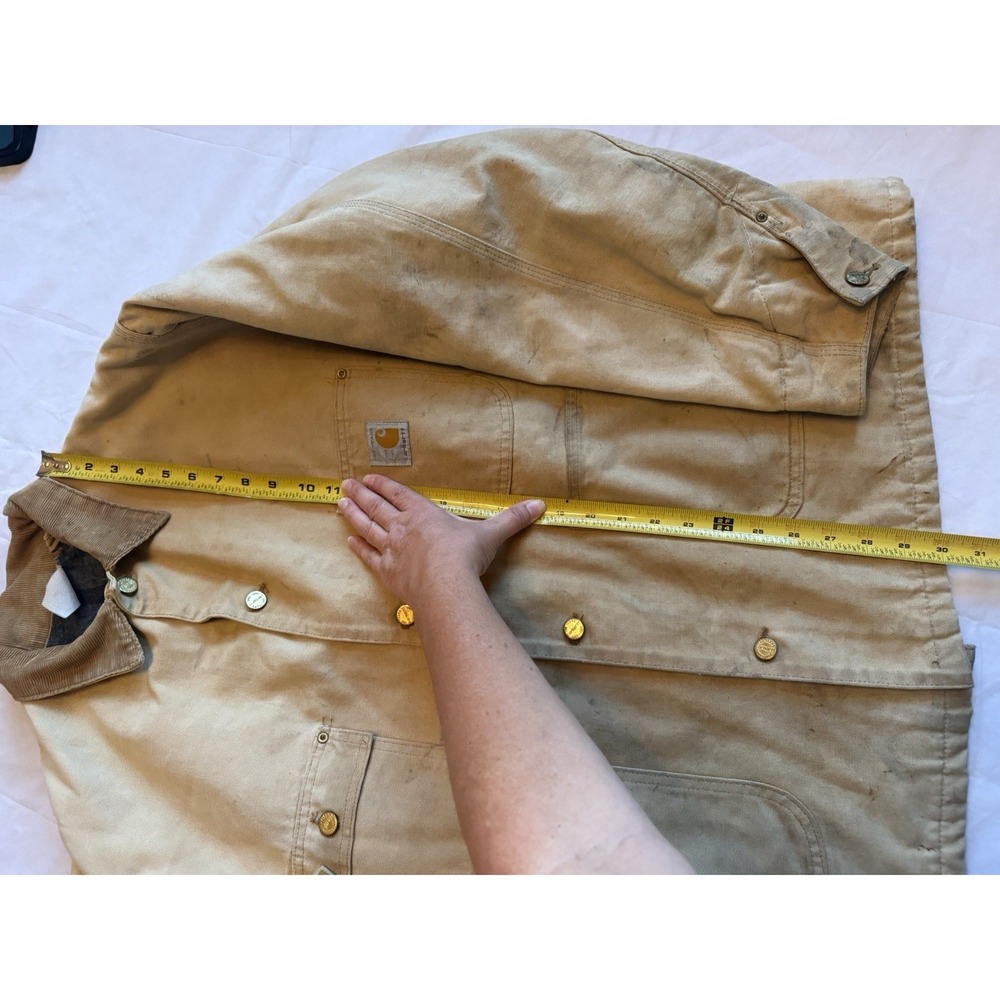 Vintage Carhartt USA Chore Coat Blanket Lined Tan Duck Work Jacket 100 Years Vtg - Picture 9 of 16